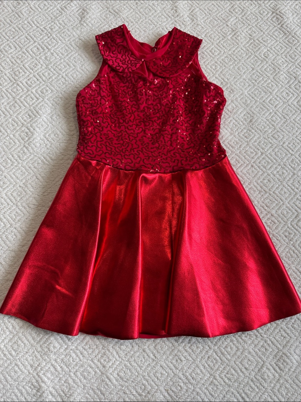 Weissman Red Sequined Girls Dance Costume Dress Sz LC